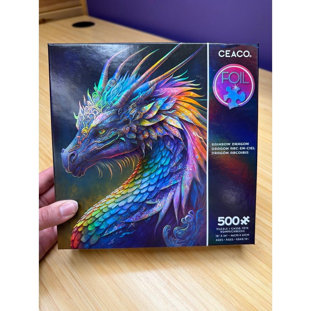 Ceaco Rainbow Dragon Foil Puzzle 500 Pieces NIB Mikey Bergman 42476